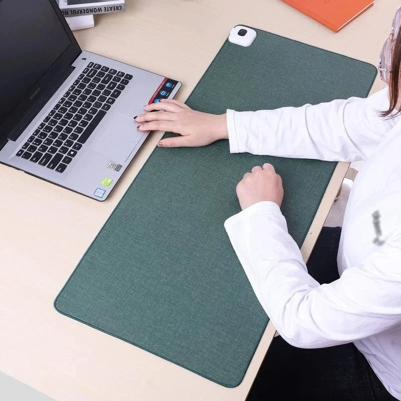 Heated Desk Mat Adjustable Heat Linen-Textured Mouse Pad
