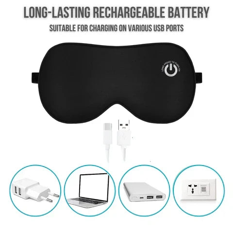 Heated Eye Mask Cordless Rechargeable Gentle Vibration