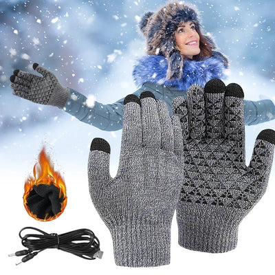 Heated Gloves USB-Powered Touchscreen Fingertips Silicone Grip