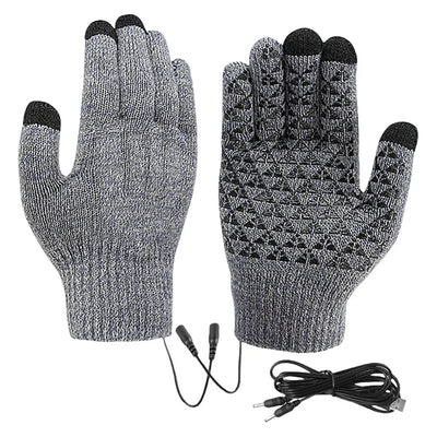 Heated Gloves USB-Powered Touchscreen Fingertips Silicone Grip