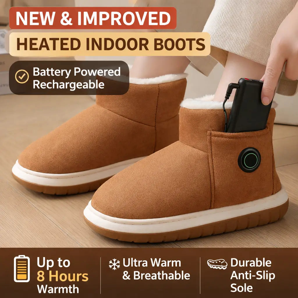 Heated Slippers Rechargeable 3 Heat Settings Non-Slip Sole