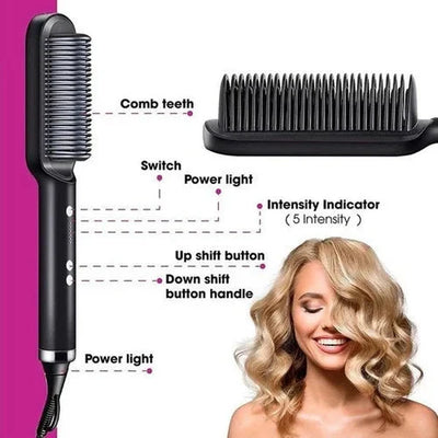 Heated Styling Comb Ion Frizz Control Adjustable Heat
