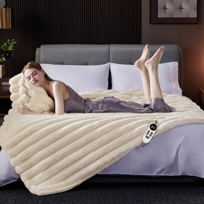 Heated Throw Blanket Faux Fur 12 Heat Settings