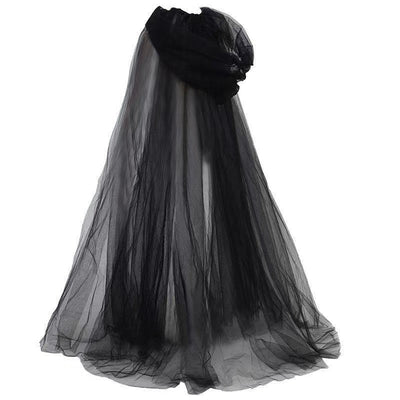 Hooded Cape Sheer Tulle Self-Tie Neck