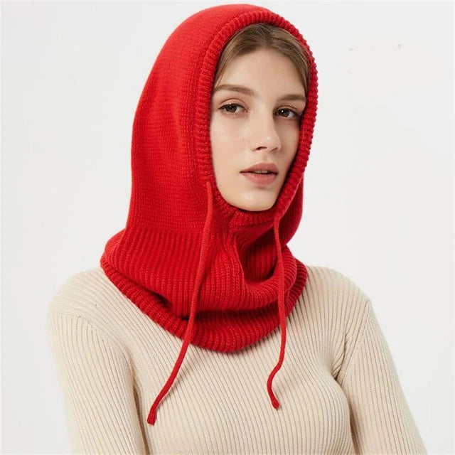 Hooded Hat Cashmere Knit Adjustable Drawstring