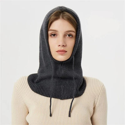 Hooded Hat Cashmere Knit Adjustable Drawstring