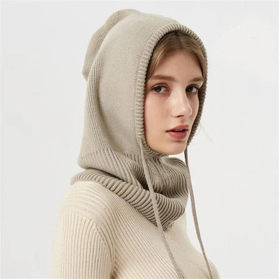 Hooded Hat Cashmere Knit Adjustable Drawstring