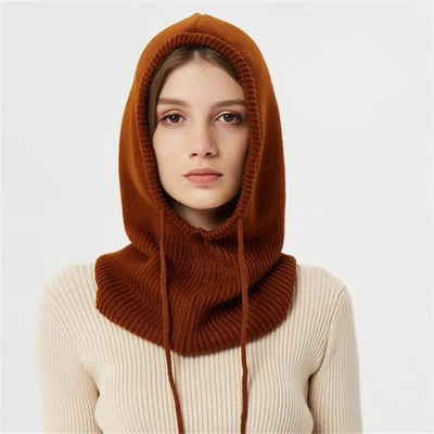 Hooded Hat Cashmere Knit Adjustable Drawstring