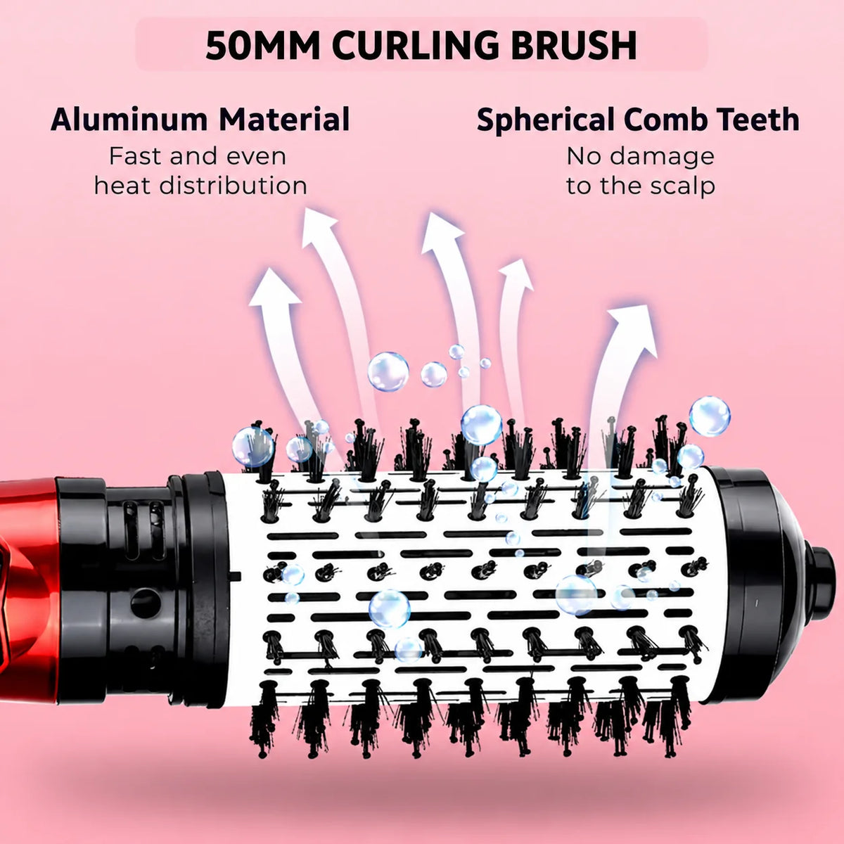 Hot Air Brush 360° Auto-Rotate Ionic Interchangeable Heads