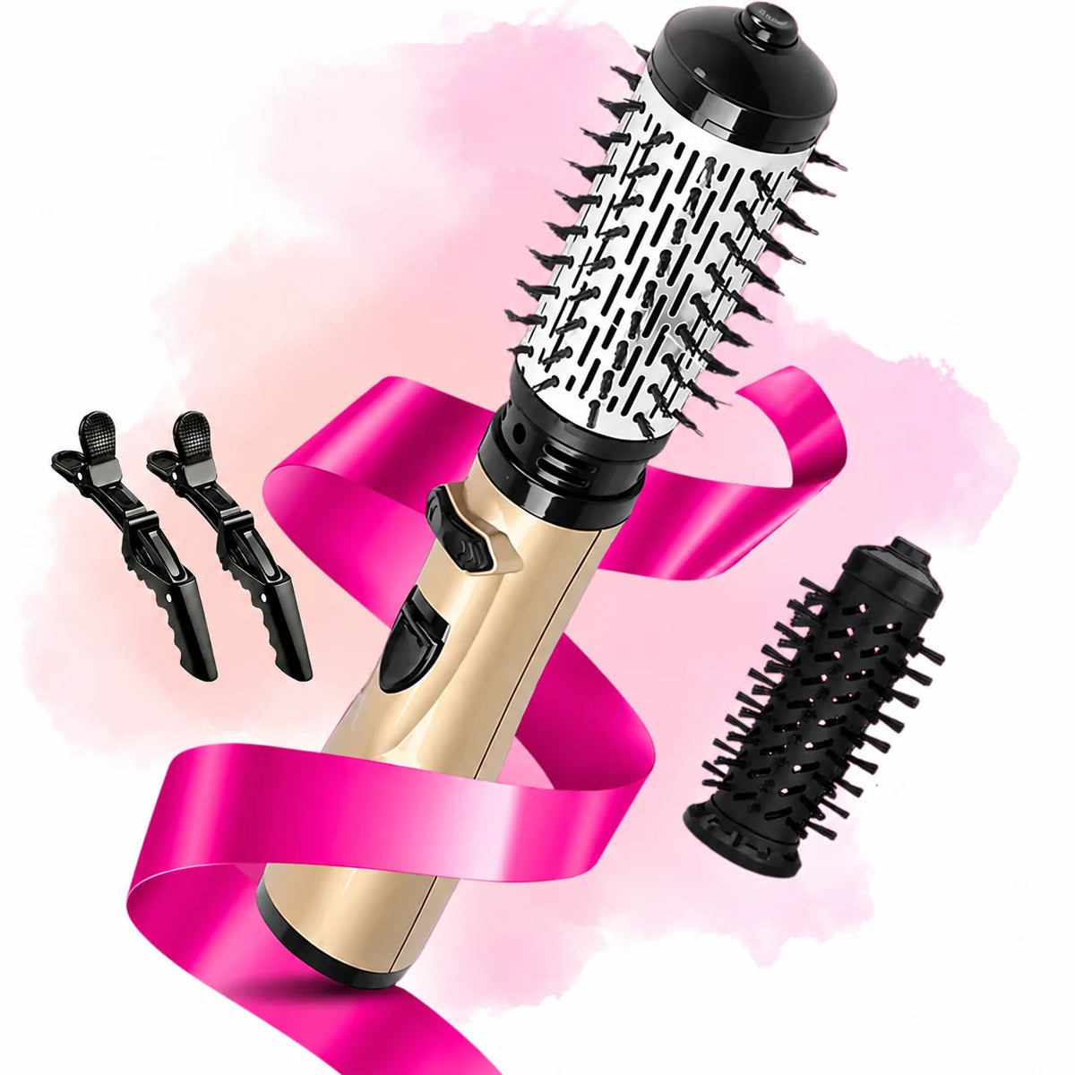 Hot Air Brush 360° Auto-Rotate Ionic Interchangeable Heads