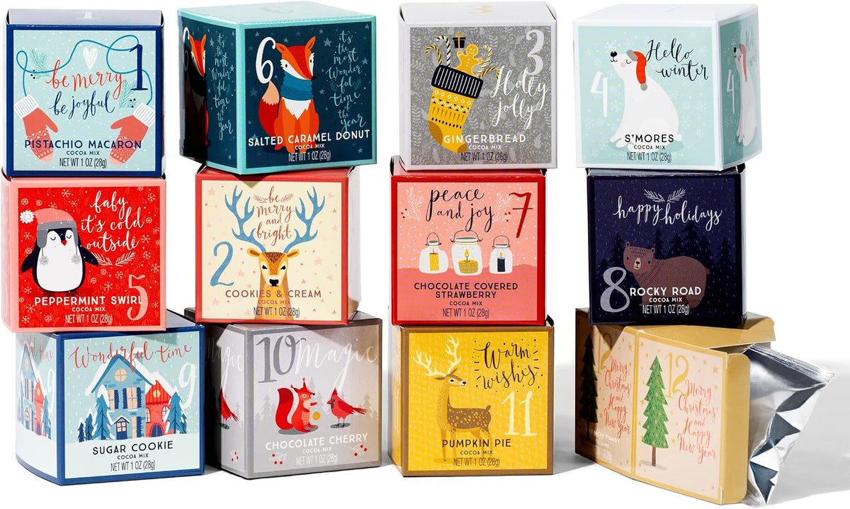 Hot Chocolate Gift Set 12 Gourmet Flavors Single-Serve Packets