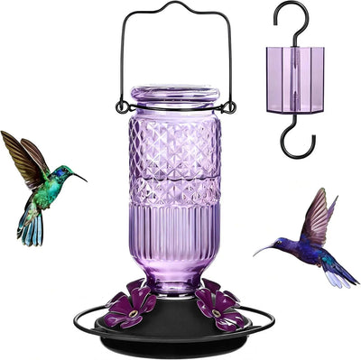 Hummingbird Feeder Glass Bottle Bee Guards & Ant Moat 16 Oz