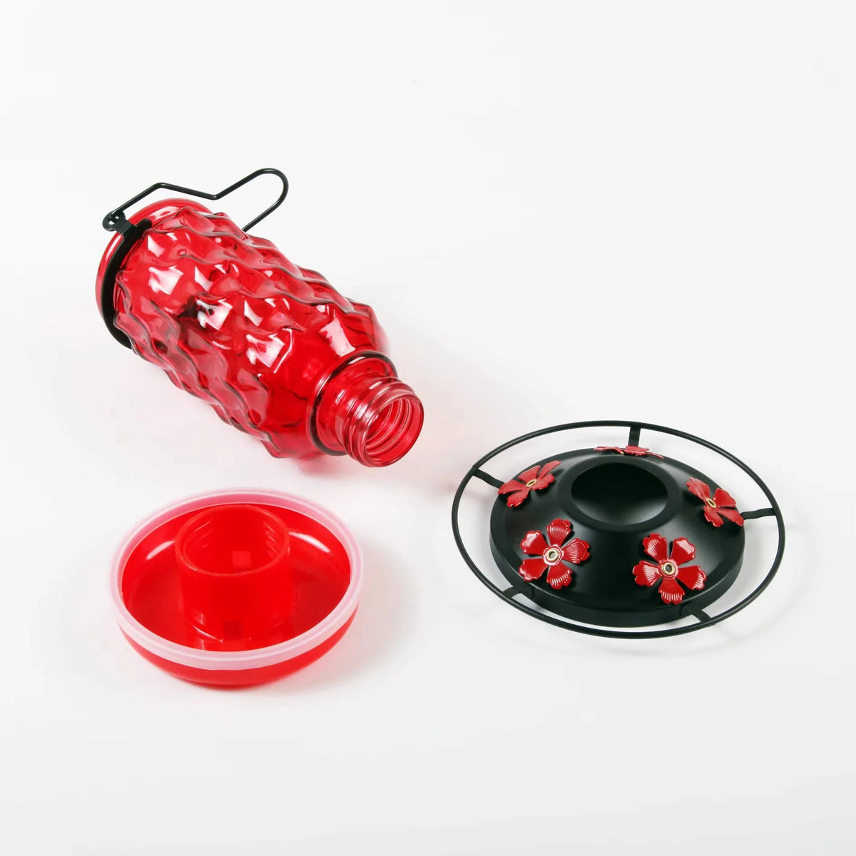 Hummingbird Feeder Glass Bottle Bee Guards & Ant Moat 16 Oz