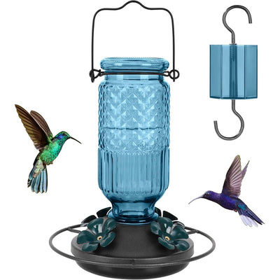 Hummingbird Feeder Glass Bottle Bee Guards & Ant Moat 16 Oz
