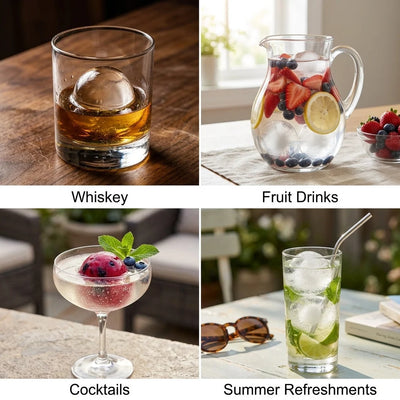 Ice Sphere Mold BPA-Free Silicone Set of 4 Slow-Melting Spheres