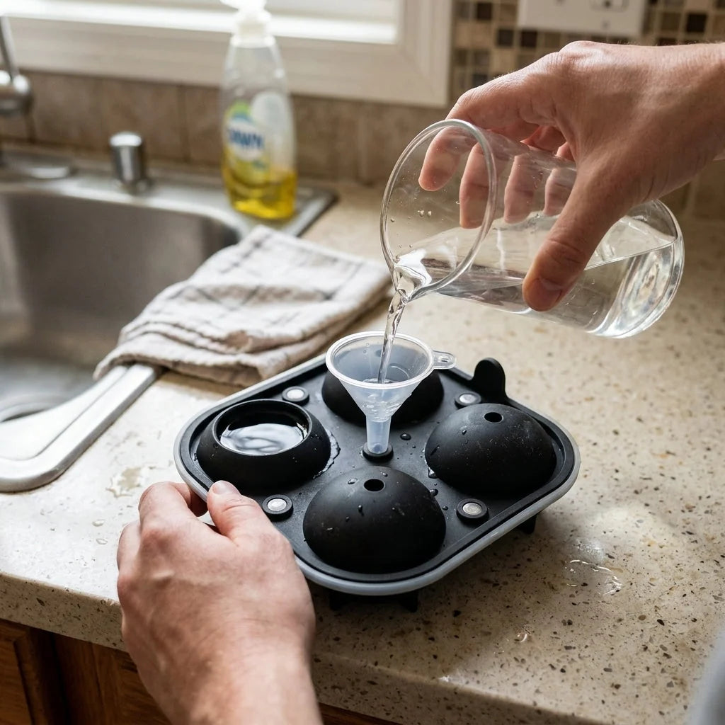 Ice Sphere Mold BPA-Free Silicone Set of 4 Slow-Melting Spheres