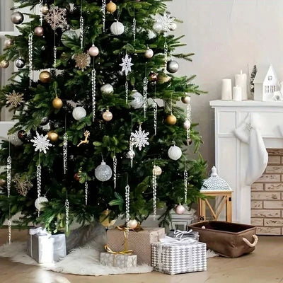 Icicle Ornaments Transparent Shatter-Resistant Set of 12
