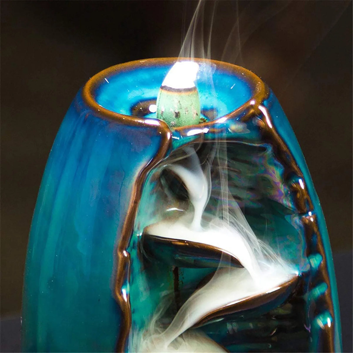 Incense Burner Handmade Ceramic Backflow Waterfall Design