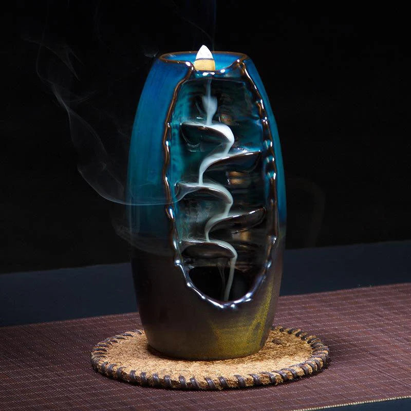 Incense Burner Handmade Ceramic Backflow Waterfall Design