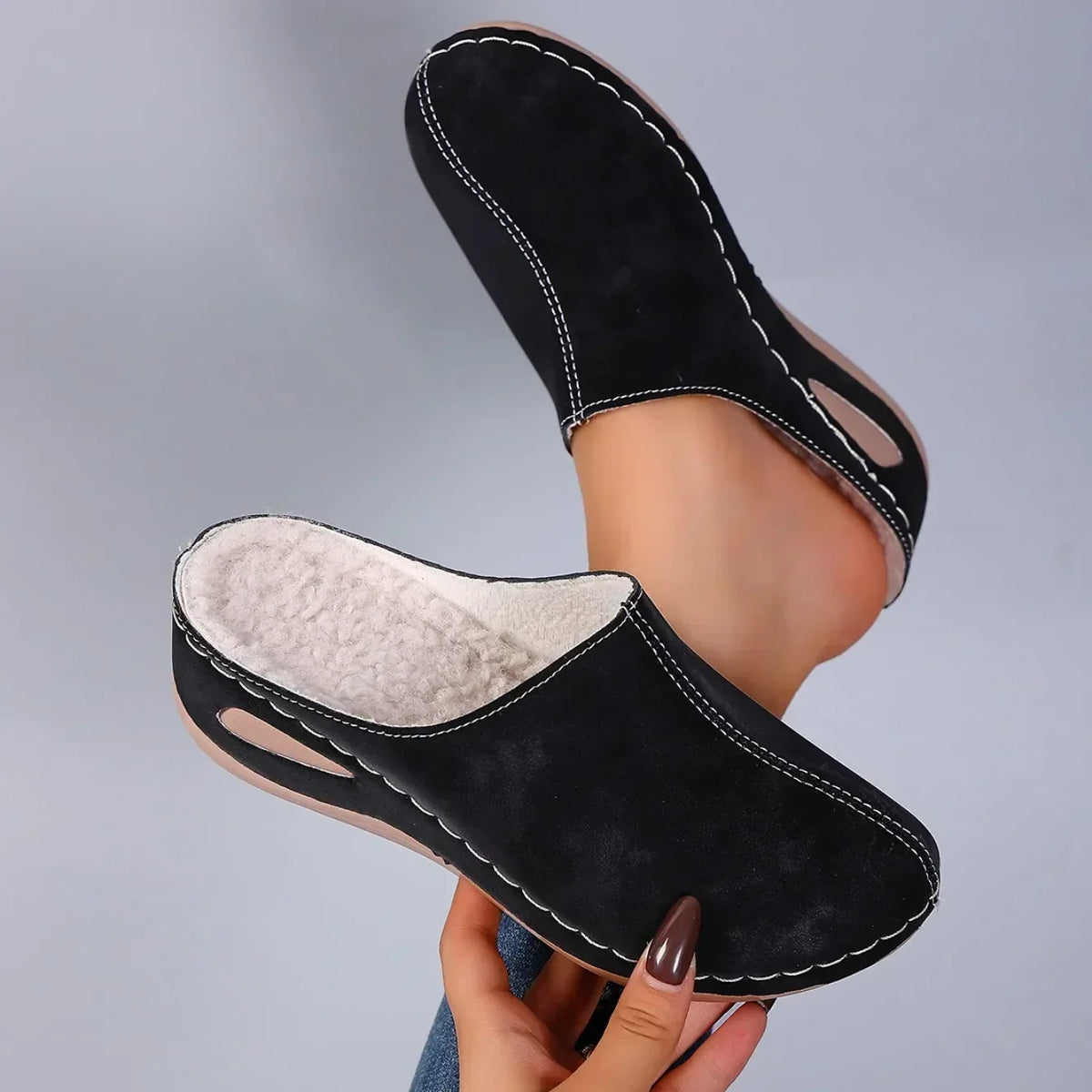 Indoor Slippers Plush Lined Cushioned Arch Support