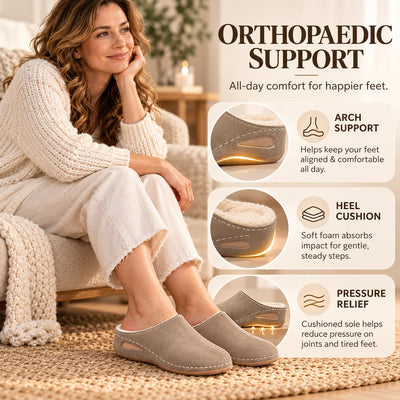 Indoor Slippers Plush Lined Cushioned Arch Support