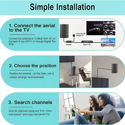 Indoor TV Antenna Long-Range 4K Compatible