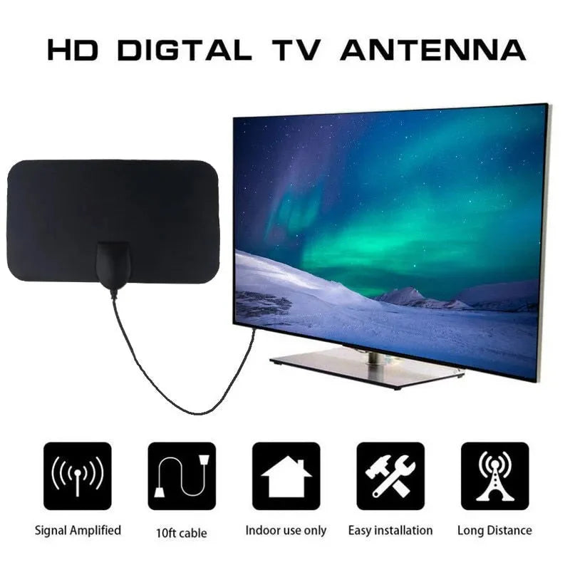 Indoor TV Antenna Ultra-Thin Adhesive 49.7 Mile Range