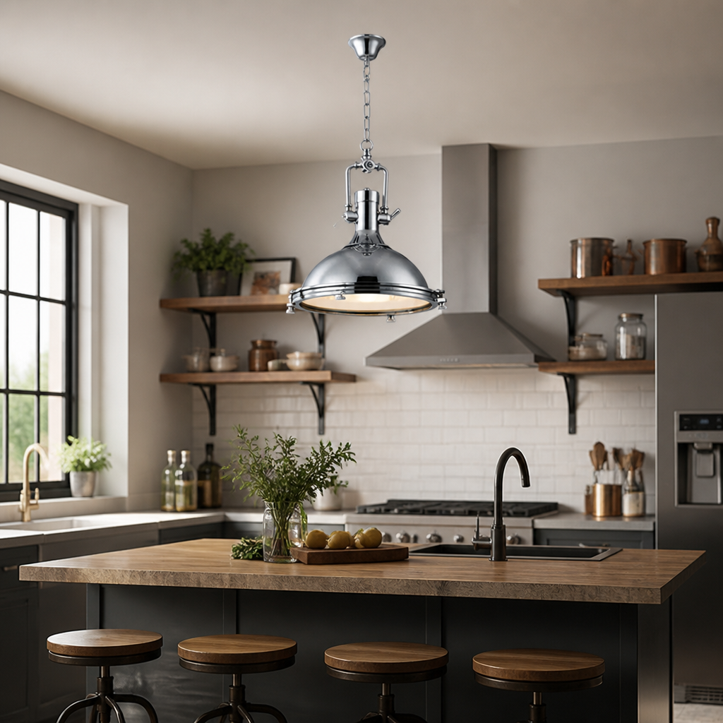 Industrial Metal LED Eye-Safe Pendant Light