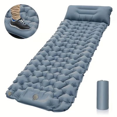 Inflatable Camping Mattress Integrated Foot Pump & Pillow