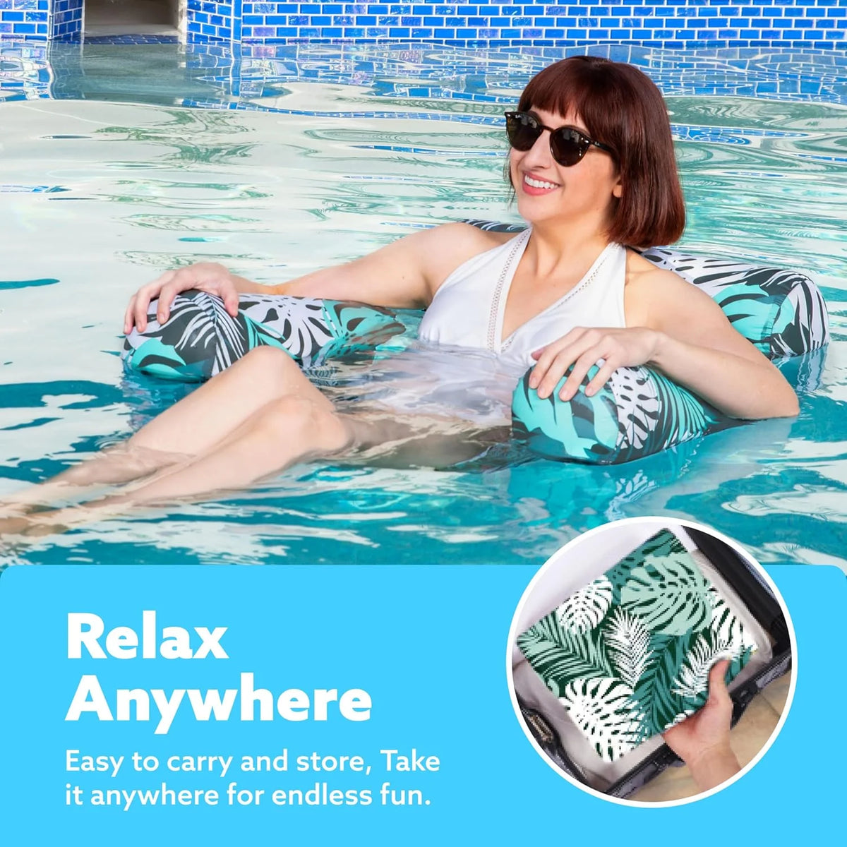 Inflatable Pool Lounger Three-Chamber Cooling Mesh Seat