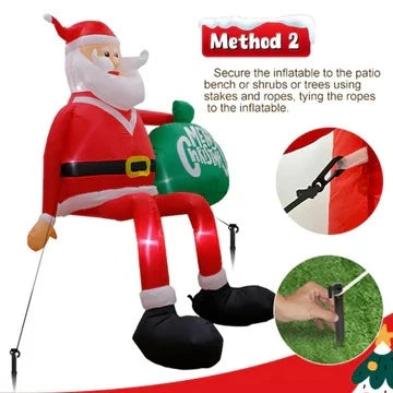 Inflatable Santa Climbing Design Built-In LED 8 Ft