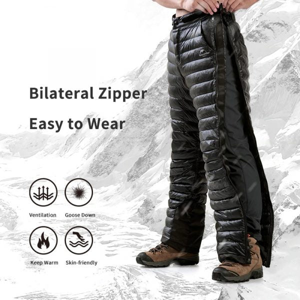 Insulated Down Pants 700 Fill Power Full-Leg Zippers