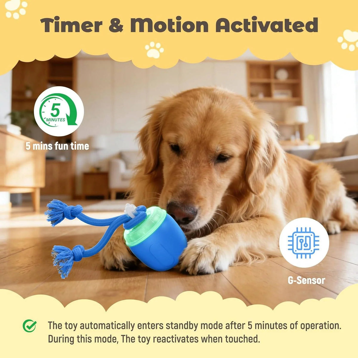 Interactive Dog Ball Motion-Activated USB Rechargeable