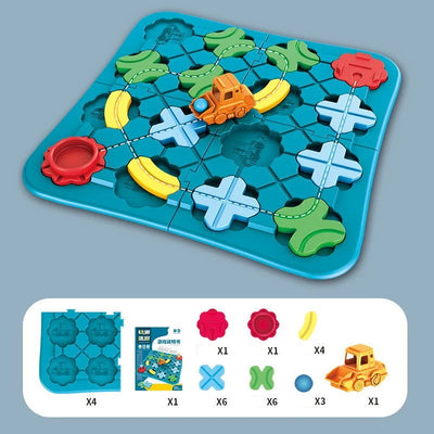 Interlocking Block Puzzle Street Layout & Movable Vehicle