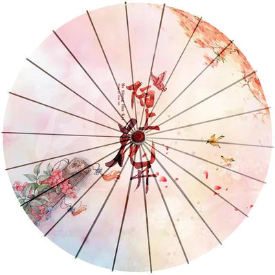 Japanese Parasol Cotton Paper & Bamboo 33.1-Inch Canopy