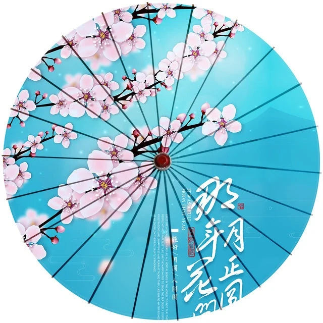 Japanese Parasol Cotton Paper & Bamboo 33.1-Inch Canopy