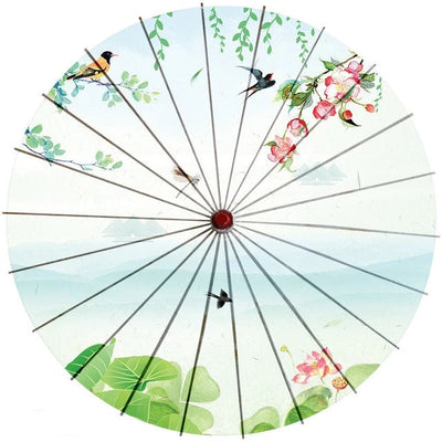 Japanese Parasol Cotton Paper & Bamboo 33.1-Inch Canopy