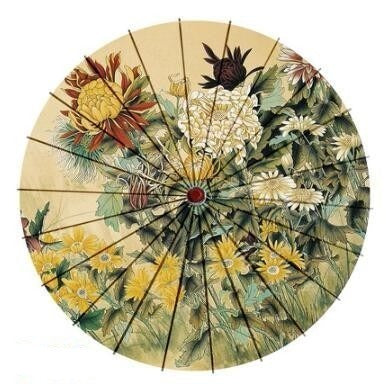 Japanese Parasol Cotton Paper & Bamboo 33.1-Inch Canopy