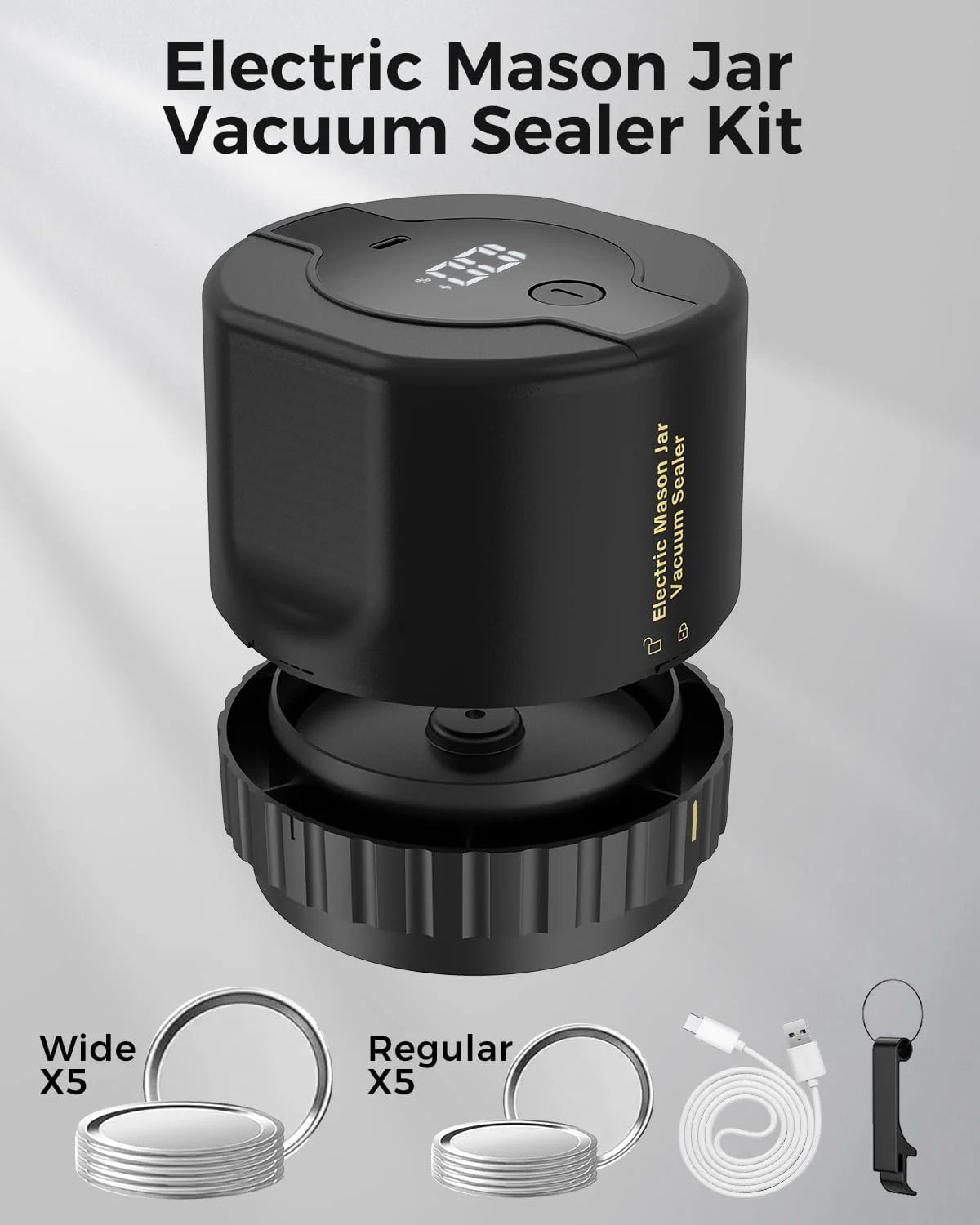 Jar Vacuum Sealer One-Touch Cordless Rechargeable