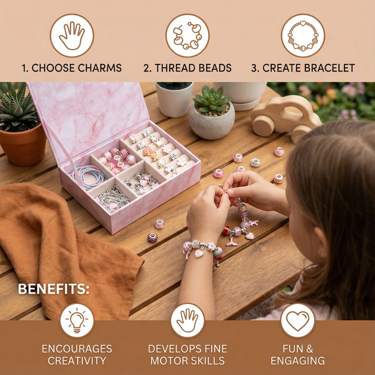 Jewelry Making Kit Beads Strings & Metal Clasps