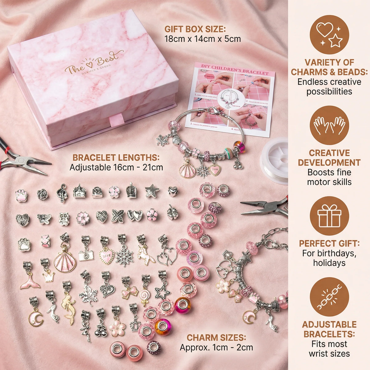 Jewelry Making Kit Beads Strings & Metal Clasps