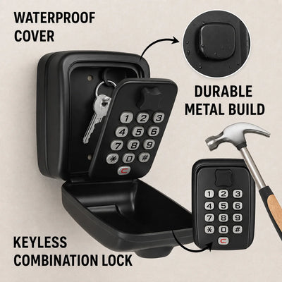 Key Safe Weatherproof Metal Wall Mount Adjustable Combination Lock