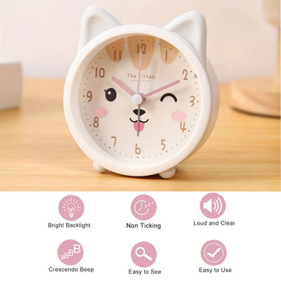 Kids Analog Alarm Clock Silent Movement & Night Light