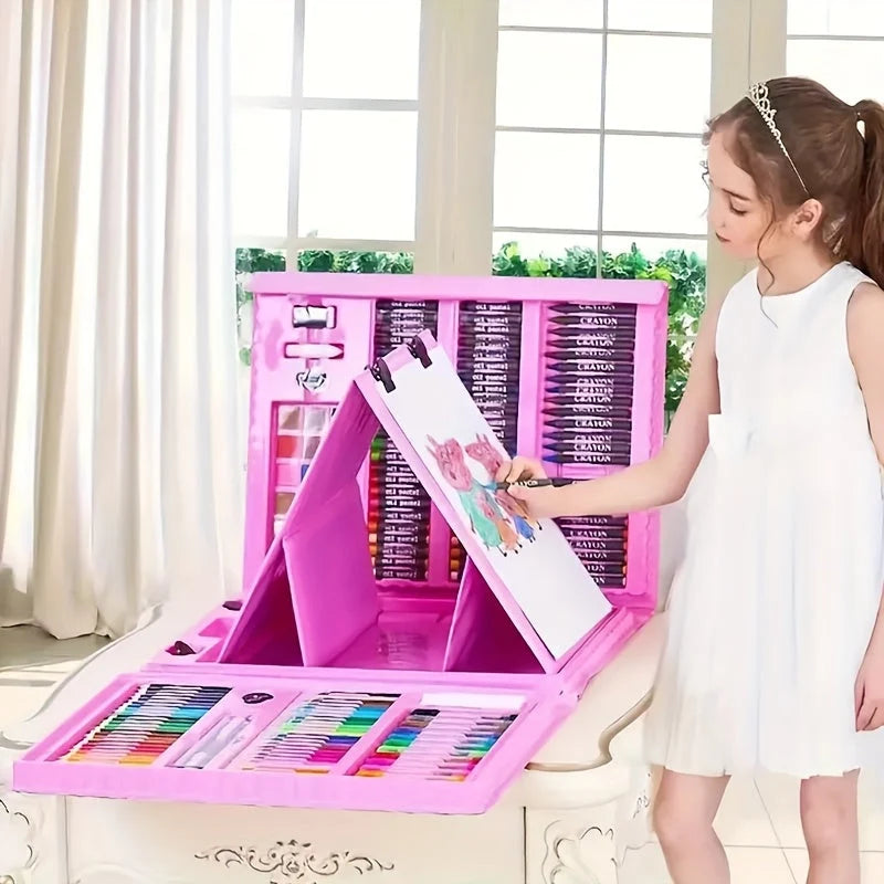 Kids Art Set 208-Piece Fold-Out Painting Board