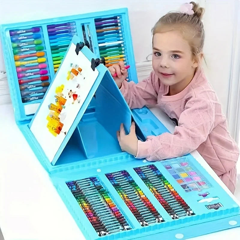 Kids Art Set 208-Piece Fold-Out Painting Board