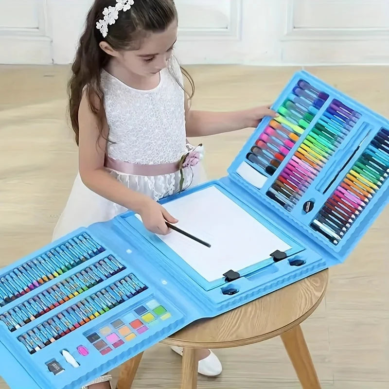 Kids Art Set 208-Piece Fold-Out Painting Board