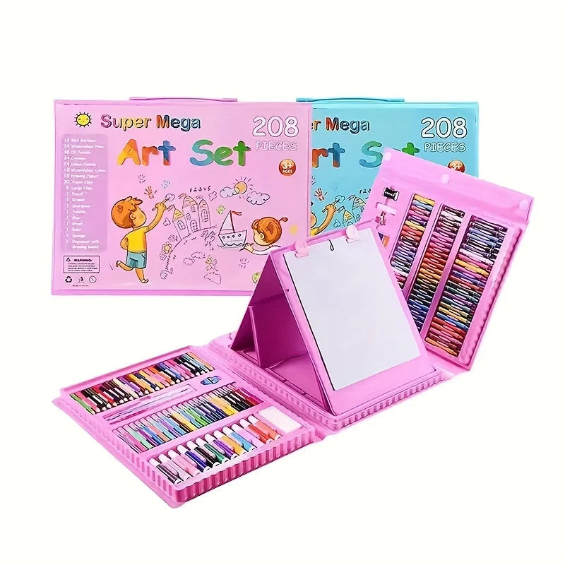 Kids Art Set 208-Piece Fold-Out Painting Board