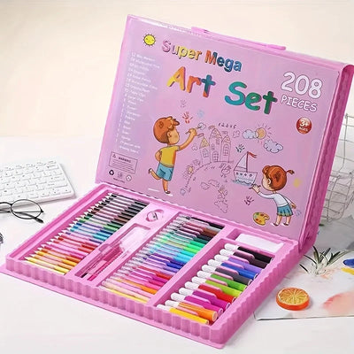 Kids Art Set 208-Piece Fold-Out Painting Board