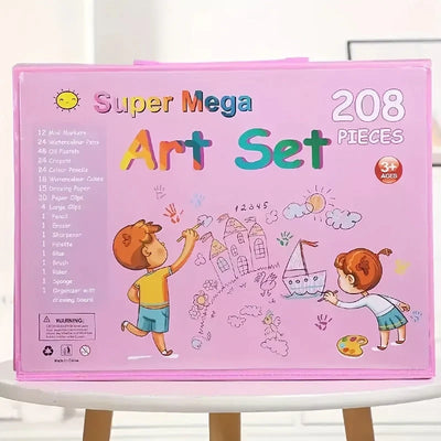 Kids Art Set 208-Piece Fold-Out Painting Board