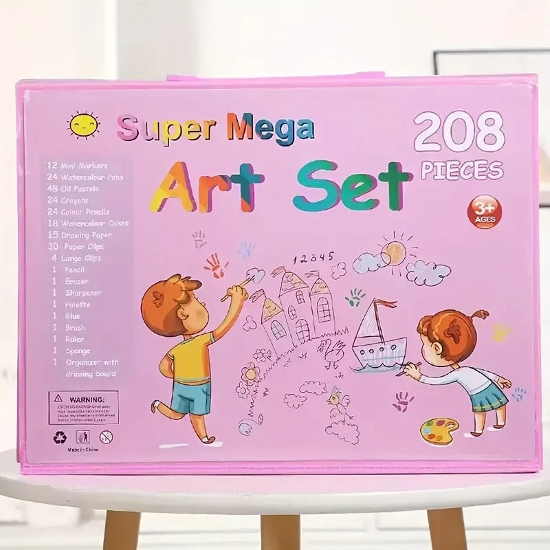 Kids Art Set 208-Piece Fold-Out Painting Board